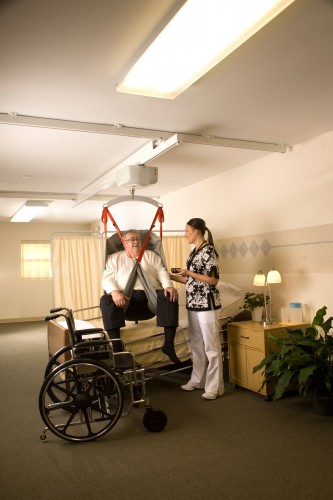 Kamizelka bariatryczna (kamizelka standardowa - wersja XXL) ; Wieszak płaski dwupunktowy - Handi-Move Podnośnik pacjenta